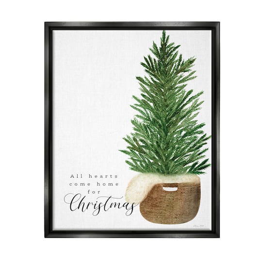 Stupell Industries All Hearts Home For Christmas Phrase Floater Canvas Wall Art